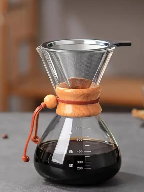 Cam Dripper Kahve Ekipmanı - Kahve Demleme Aleti - Cam Kahve Demleme -600 ml (KHDMSR- 600)